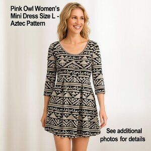 Pink Owl Mini Dress Size L Aztec Pattern